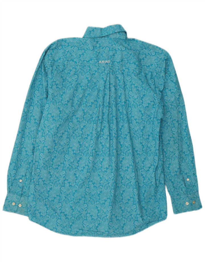Ariat Herrenhemd, kleine blaue Paisley-Baumwolle