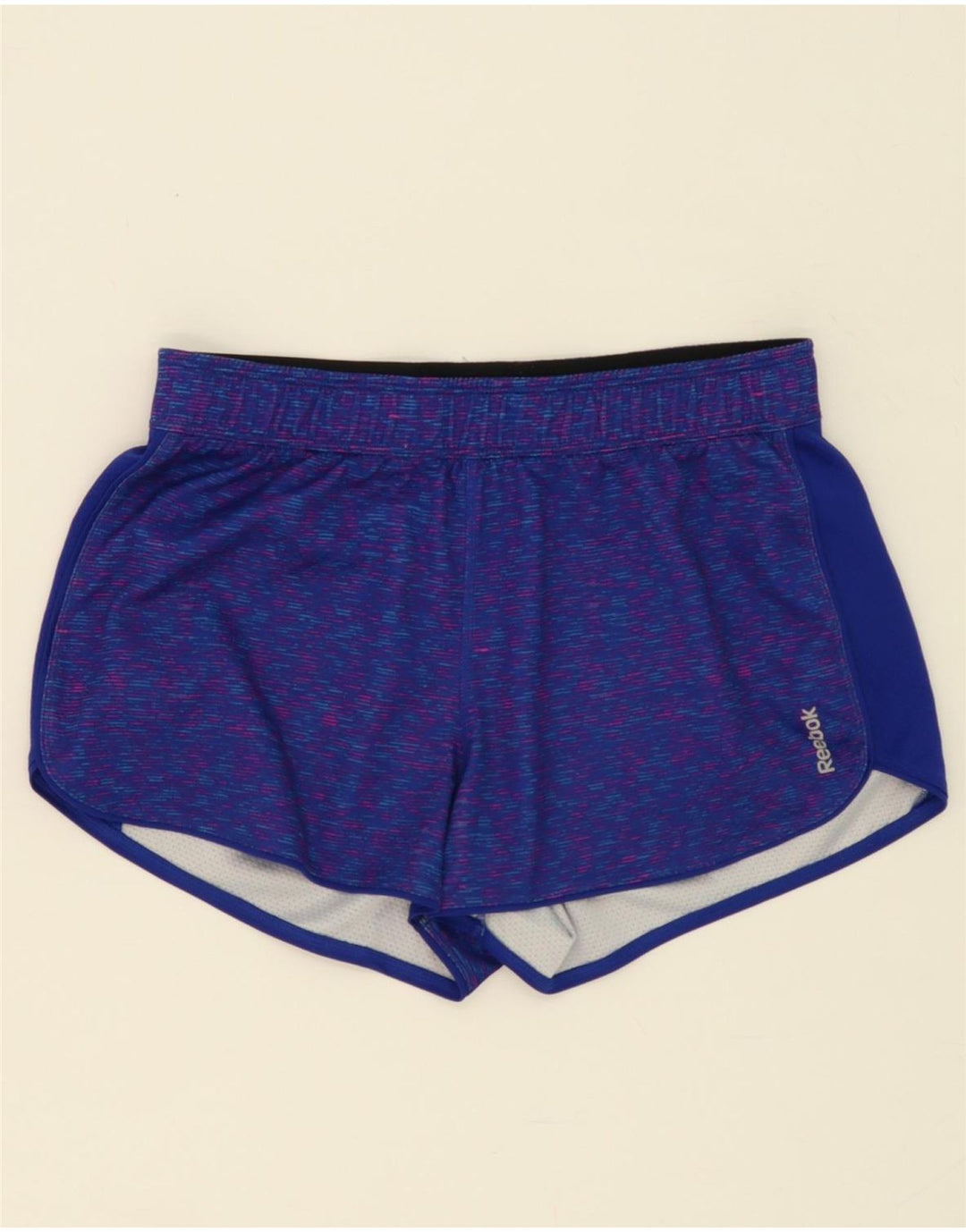 REEBOK Womens Sport Shorts UK 12 Medium Blue Flecked Polyester Vintage Reebok and Second-Hand Reebok from Messina Hembry 