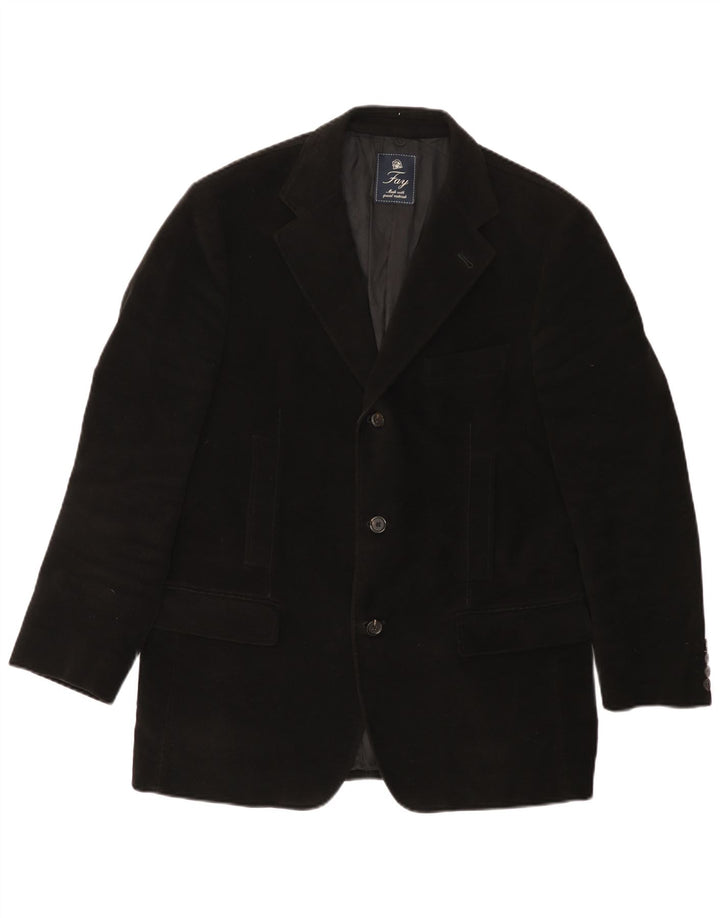 Fay Herren-Blazer mit 3 Knöpfen, IT 52 XL, schwarze Baumwolle