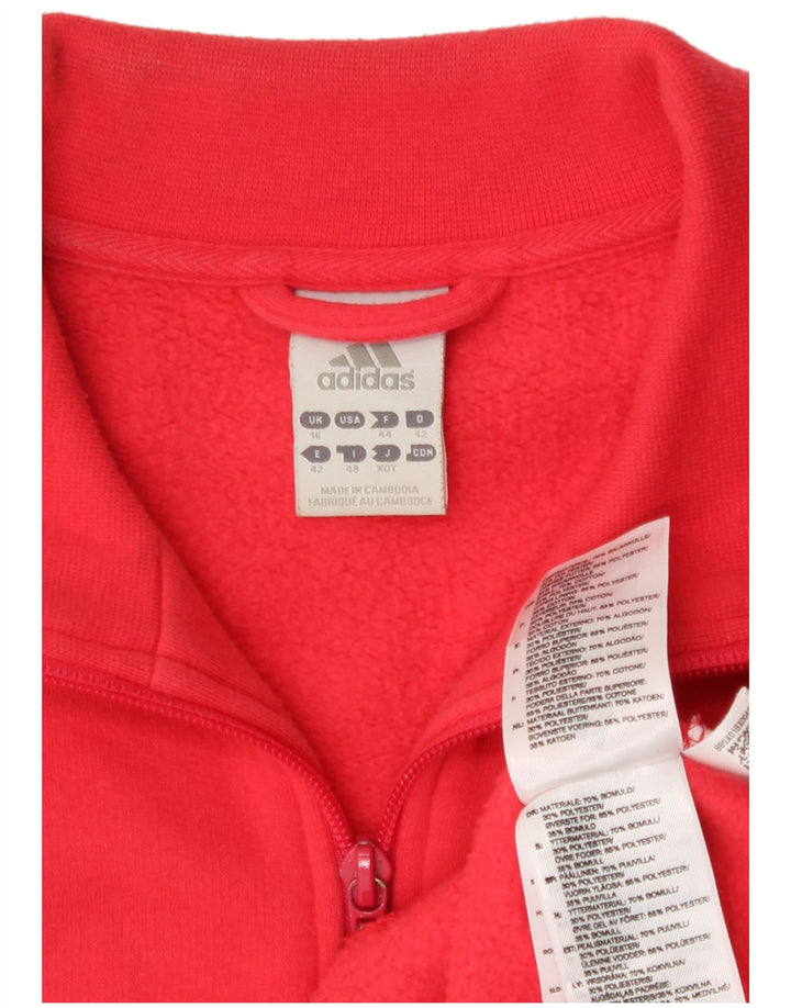 Adidas Womens Tracksuit Top Jacket UK 16 Large Red Cotton