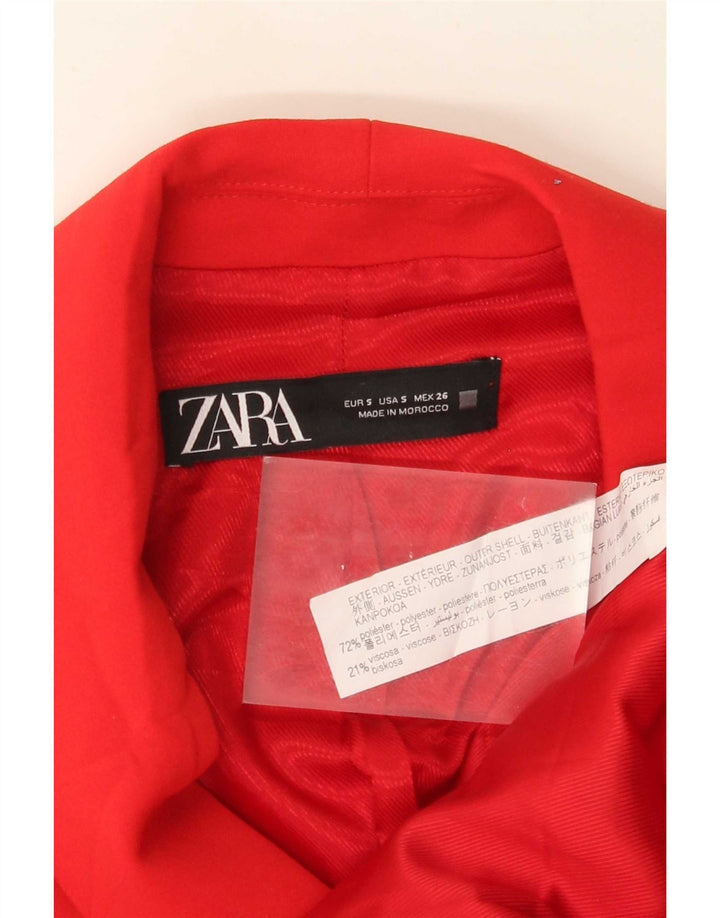 Zara Γυναικείο Γιλέκο Longline διπλό στήθος UK 10 Small Red Polyester
