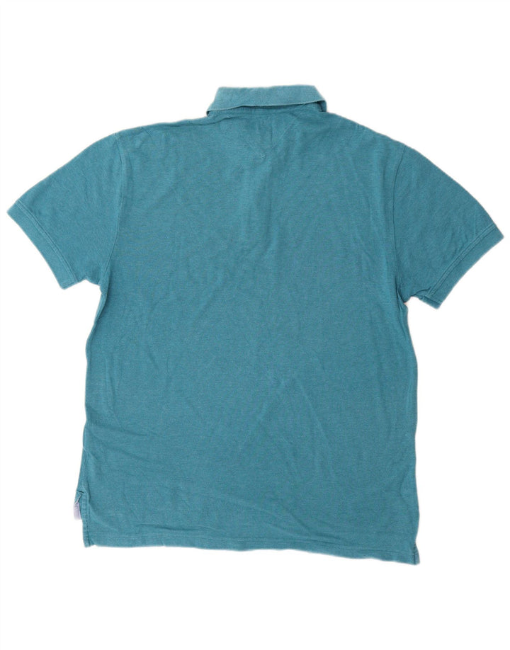 TOMMY HILFIGER Mens Polo Shirt Medium Blue Cotton