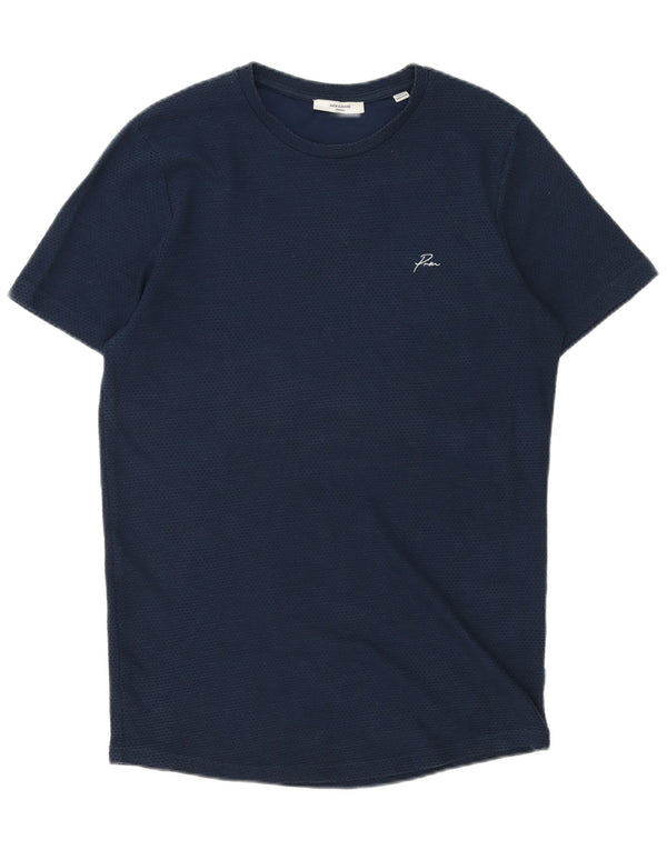 Jack & Jones Mens T-Shirt Top Medium Navy Blue Spotted Cotton