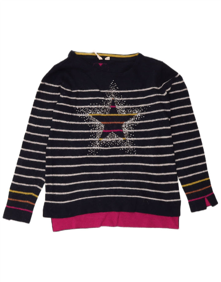White Stuff Herre Boat Neck Jumper Sweater UK 12 Medium Navy Blue Striped