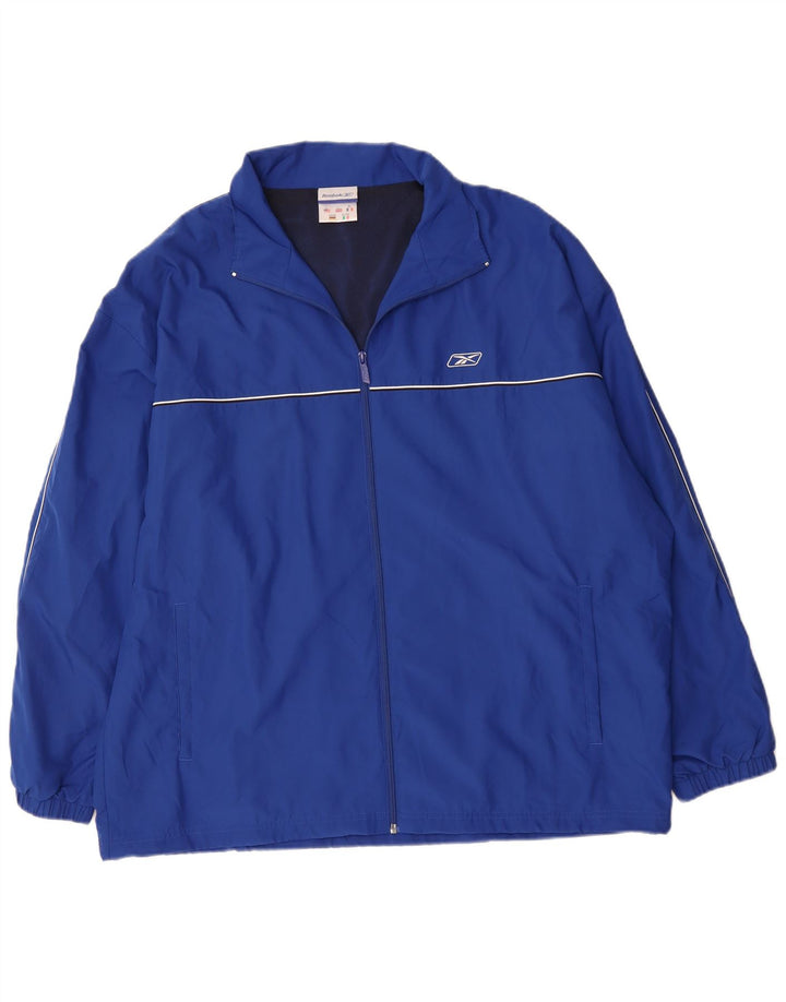REEBOK Mens Tracksuit Top Jacket Large Blue Polyester