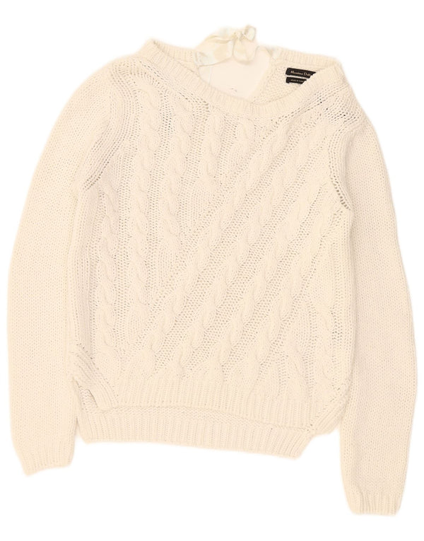 Massimo Dutti ženski džemper s veznim izrezom UK 14 srednje bijele boje
