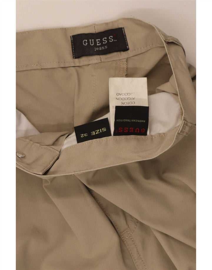 Guess Mens Straight Cargo Trousers W32 L30 Beige Cotton