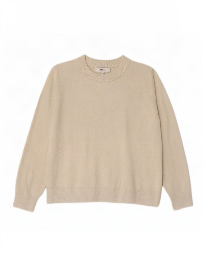Marks & Spencer Pull à col rond pour femme UK 14 Beige moyen