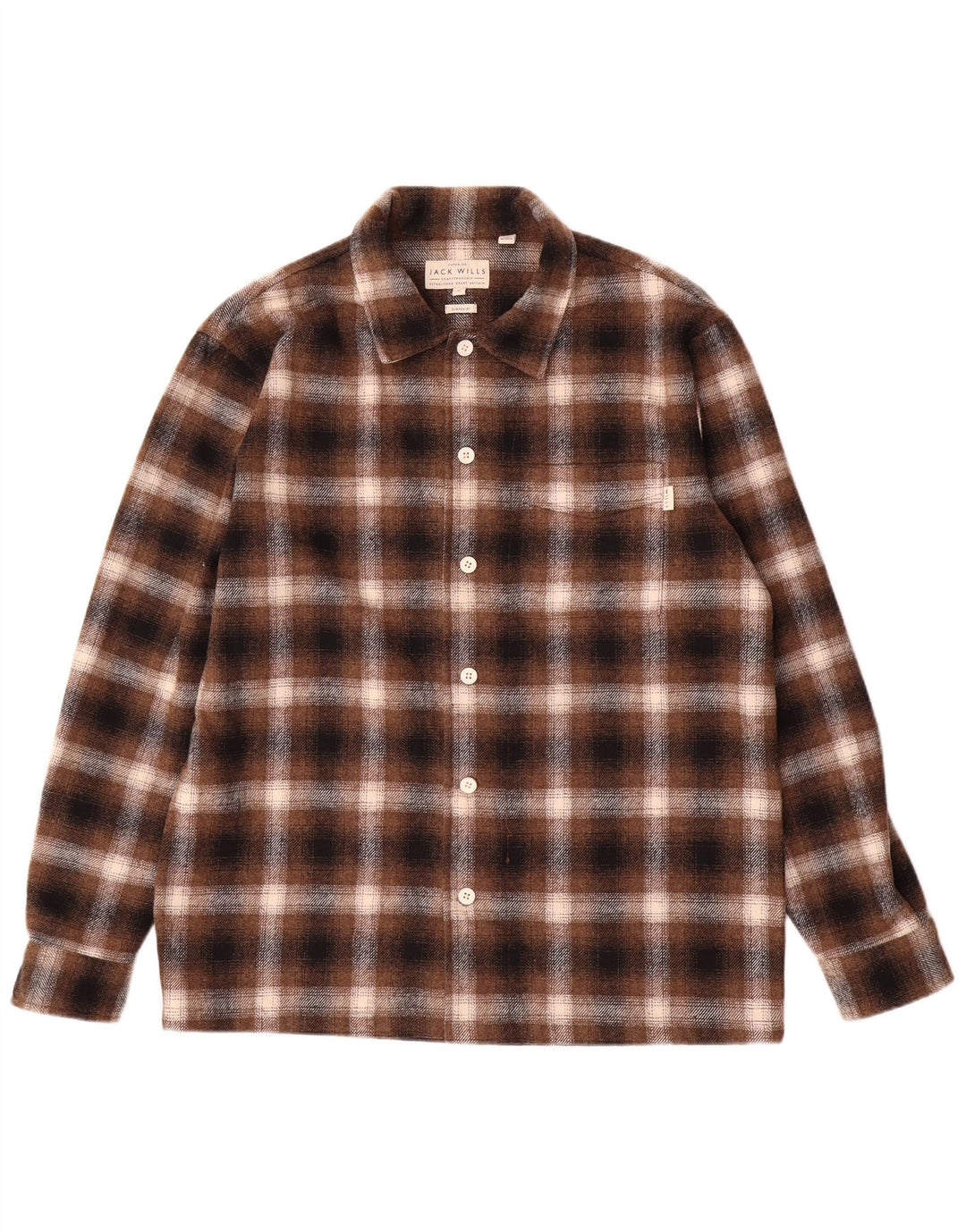 Jack Wills Mens Overshirt Flannel Shirt Medium Brown Check