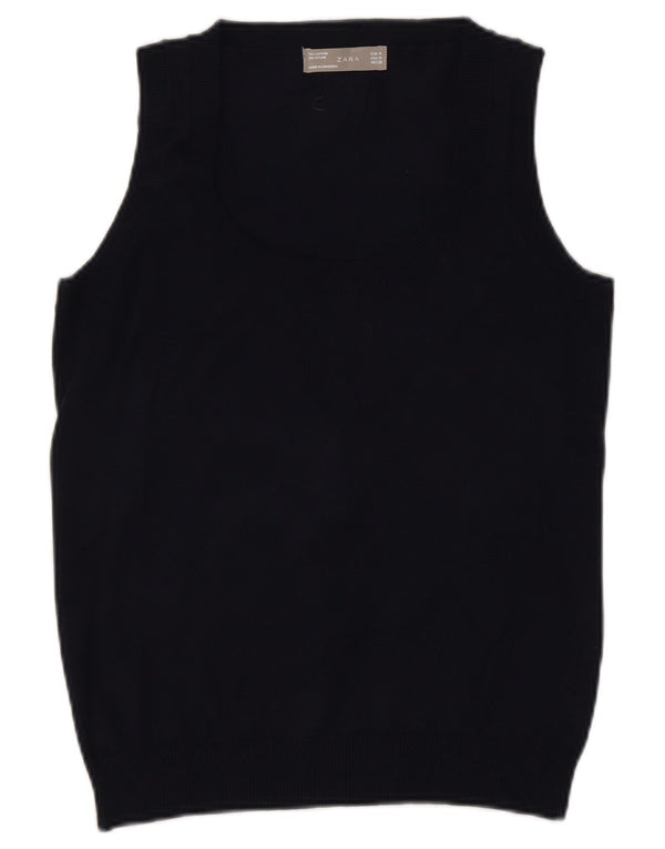 Zara Damen Weste Tank Top UK 12 Medium Schwarz