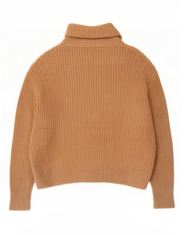Pulover supradimensionat pentru femei Zara, cu gât rulat, UK 10 Mic Bej Acrilic