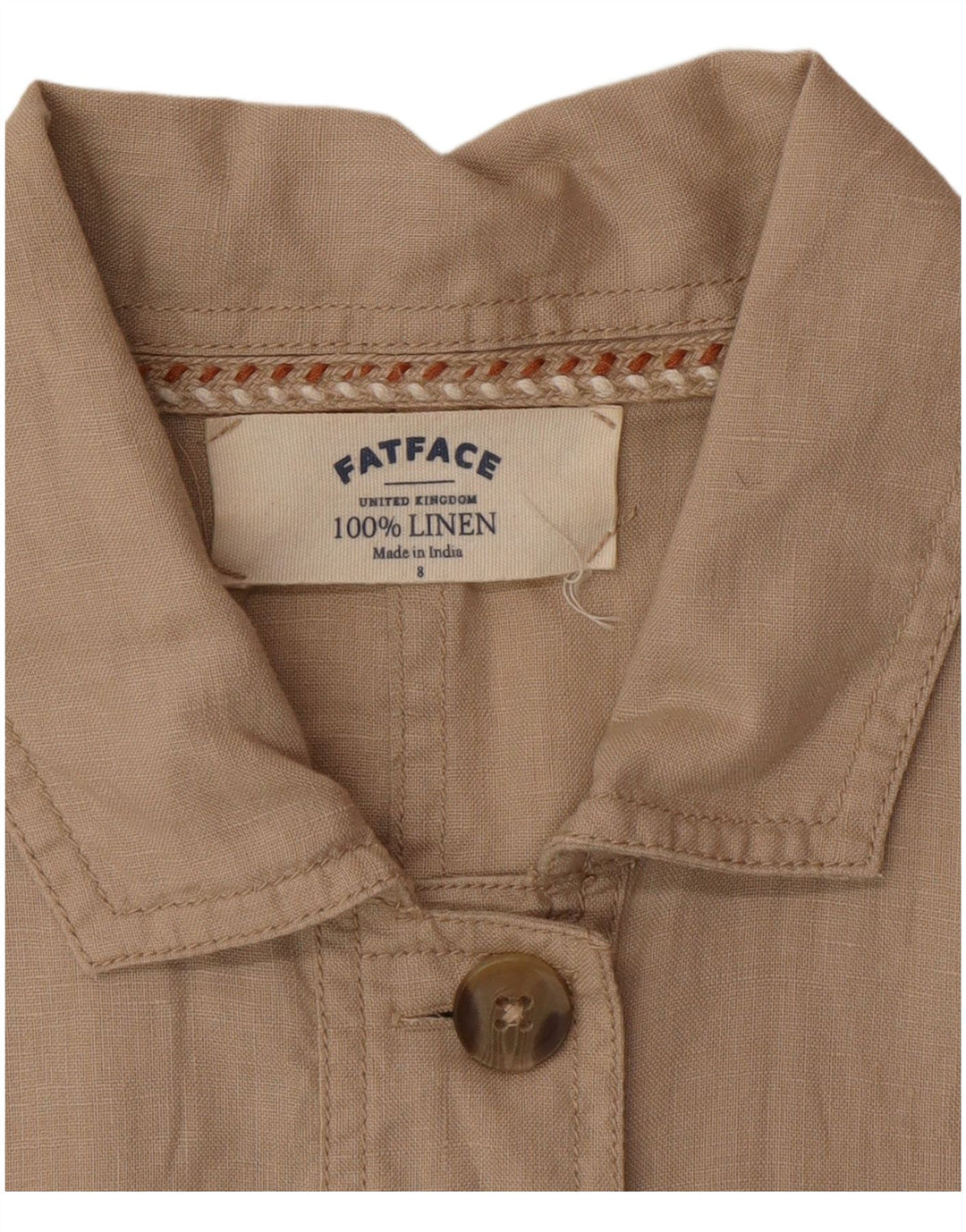 Fat Face Womens Utility Jacket UK 8 Small Beige Linen
