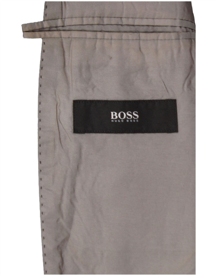HUGO BOSS Mens 2 Button Blazer Jacket IT 48 Medium Grey Pinstripe Wool