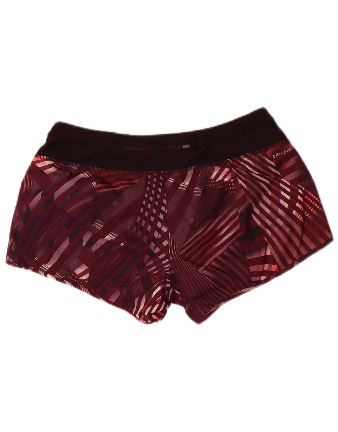 Nike Womens Dri Fit Sport Shorts UK 14 Medium Burgundy Check Polyester