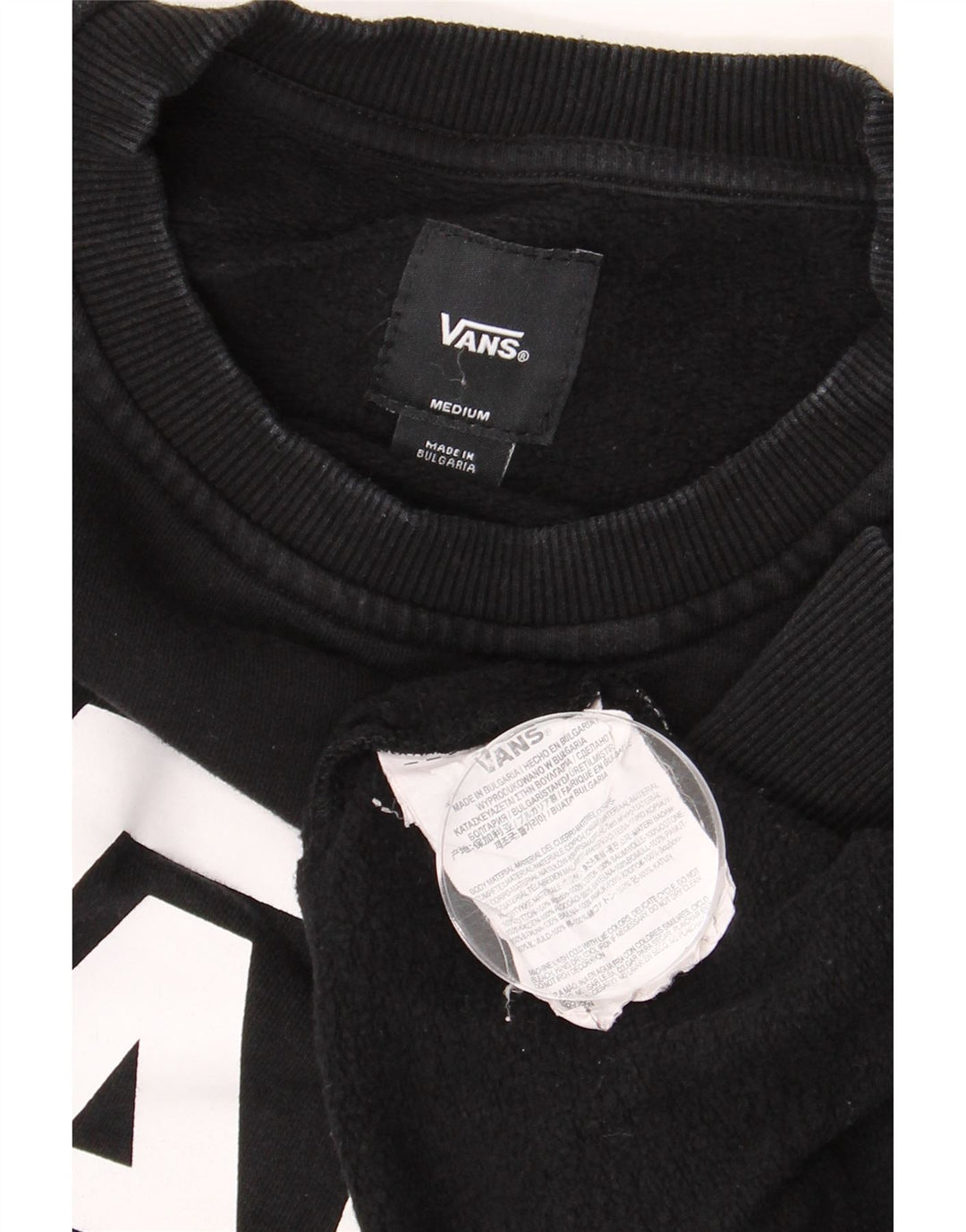 VANS Mens Graphic Sweatshirt Jumper Medium Black Cotton