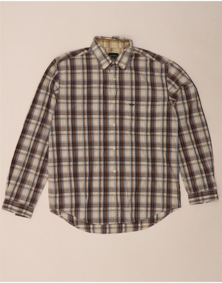 Dockers Mens Shirt Size 42/44 Large Brown Check Cotton
