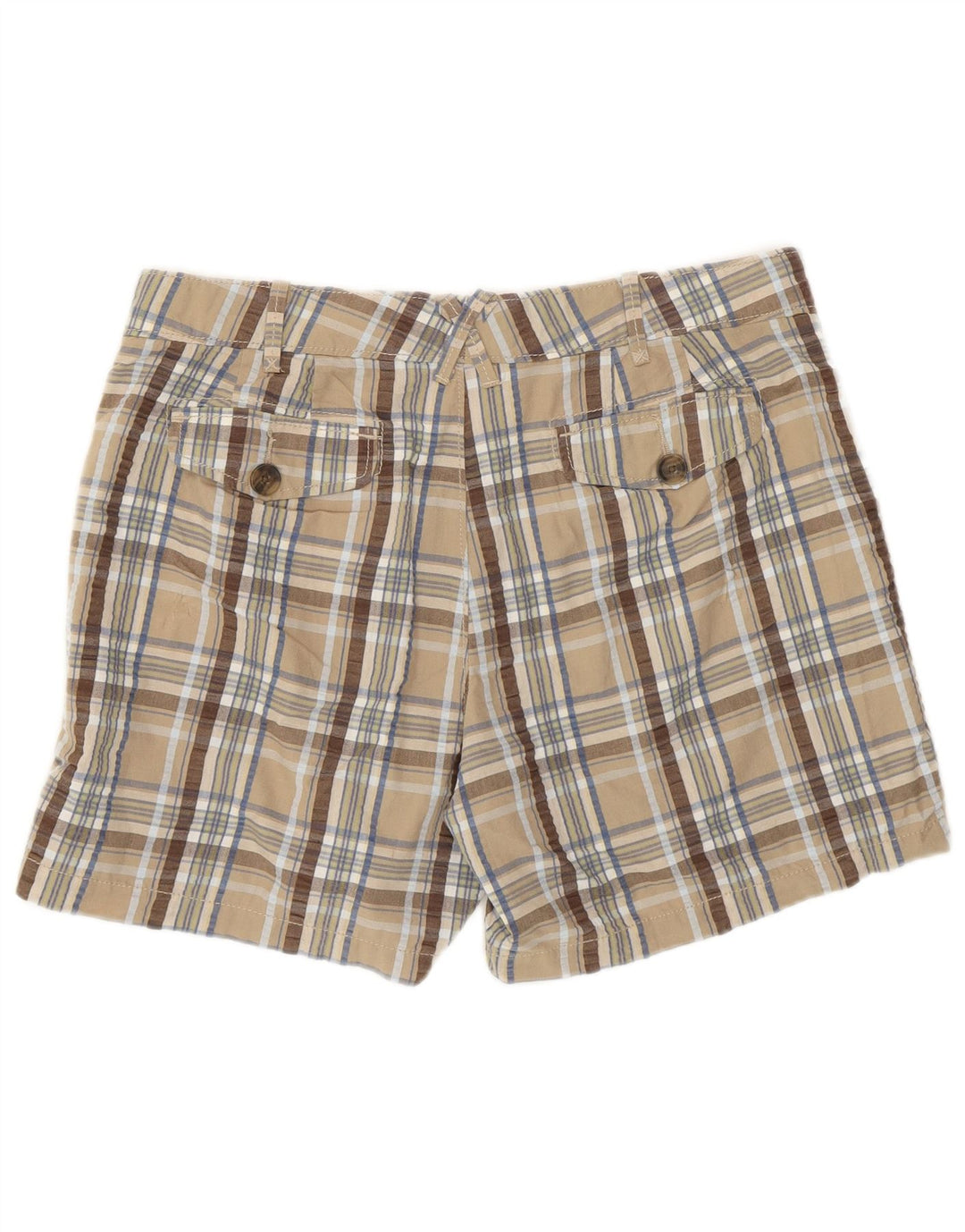 Lee Womens Chino Shorts US 12 Large W34 Beige Check Cotton