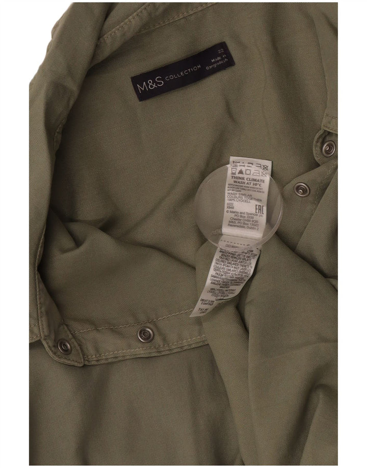 Marks & Spencer Womens Shirt UK 22 3XL Khaki Lyocell