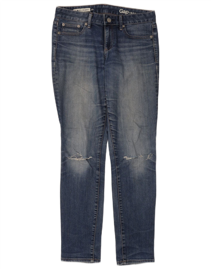 Gap Womens Distressed Regular Skinny Jeans W27 L32 Blue Cotton
