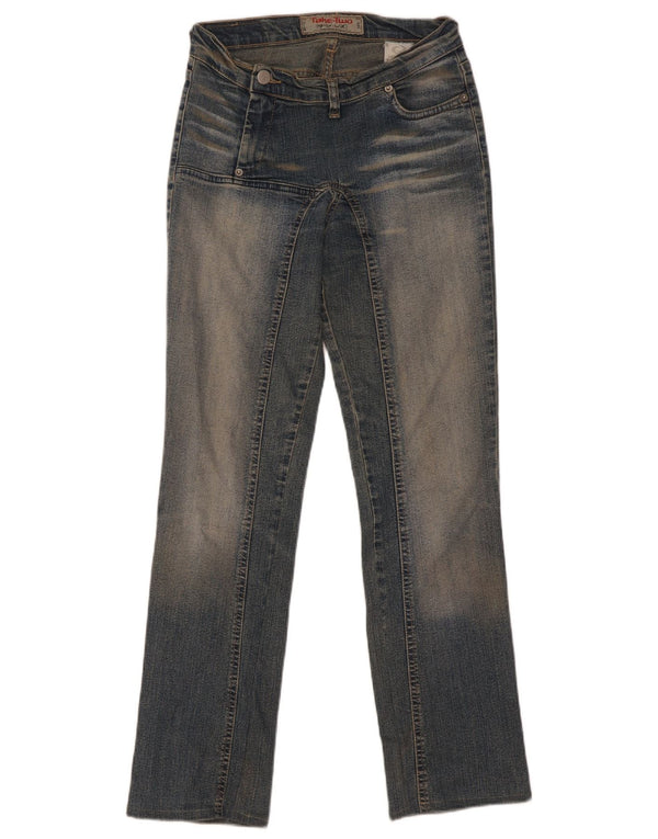 Nehmen Sie zwei gerade Jeans für Damen, Größe 27, W27, L30, blaue Baumwolle