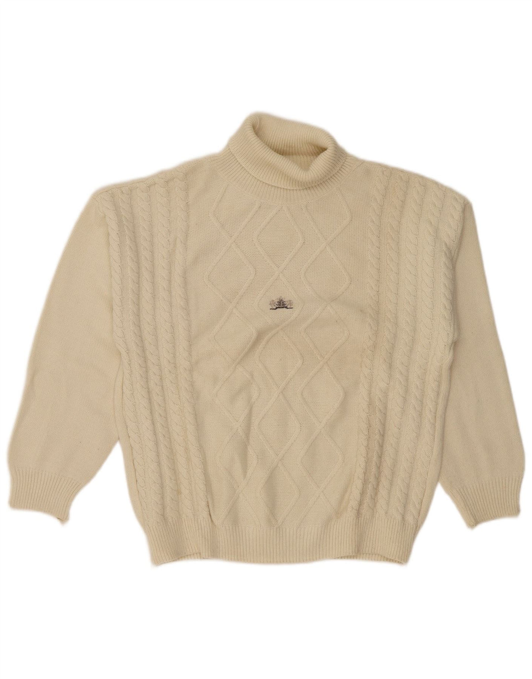 Vintage Mens Roll Neck Jumper Sweater Large Off White