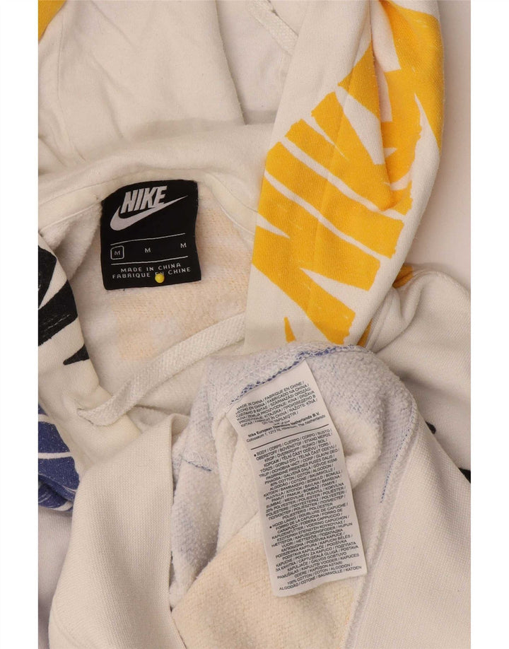 Nike Mens Graphic Hoodie Jumper Medium White Cotton