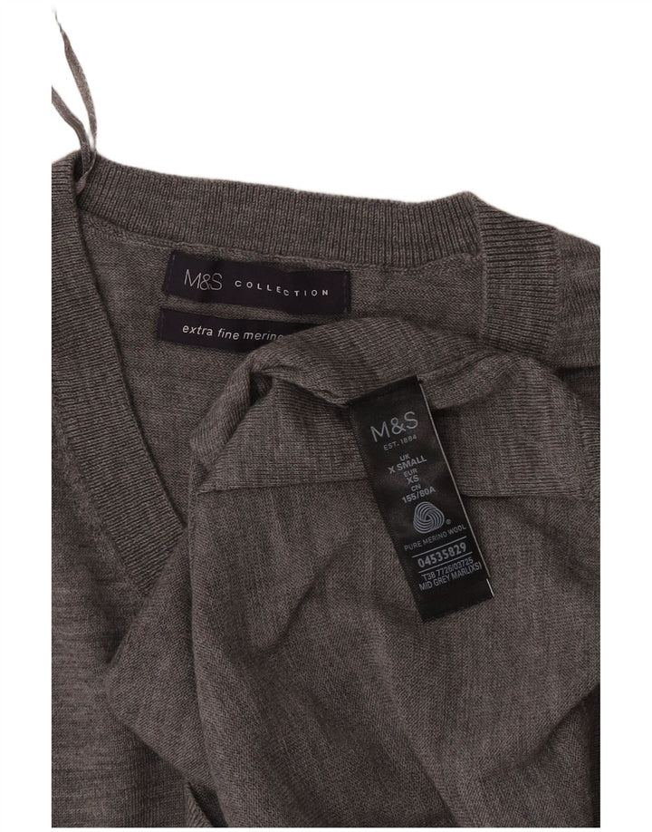 Marks & Spencer Damen-Pullover, übergroß, V-Ausschnitt, Gr. 6, XS, Grau