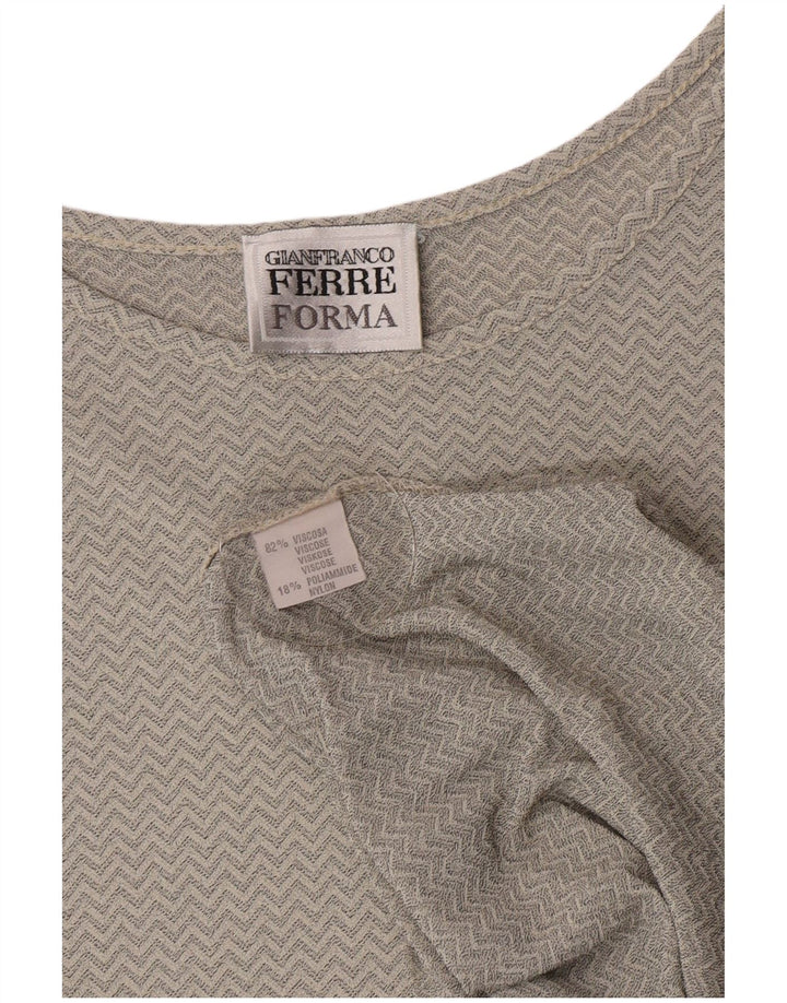 Gianfranco Ferre Womens Blouse Top UK 16 Large Grey Chevron Viscose