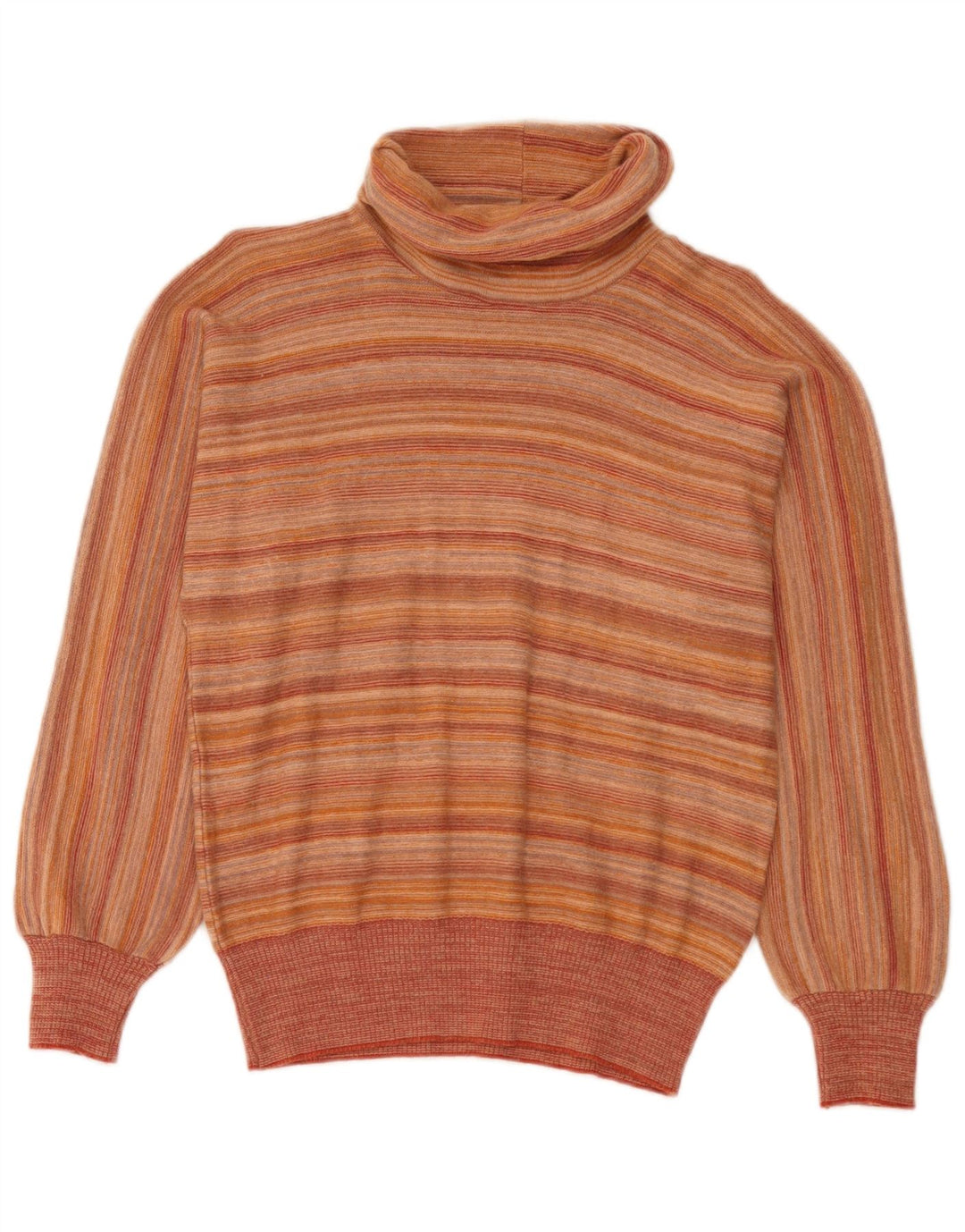 Vintage Dame Roll Neck Jumper Sweater IT 44 Medium Orange Stribet