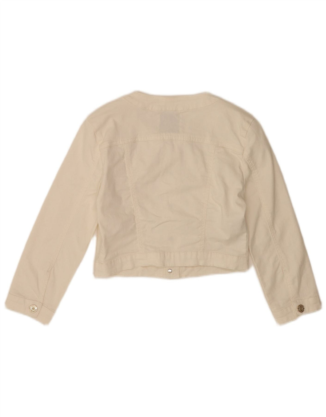Vintage Dame 3/4 ærmet Crop denimjakke IT 40 Lille hvid bomuld