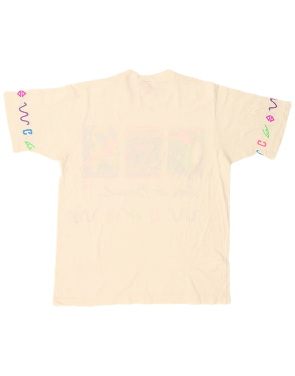 T-shirt grafica da donna vintage Top UK 18 XL Bianca