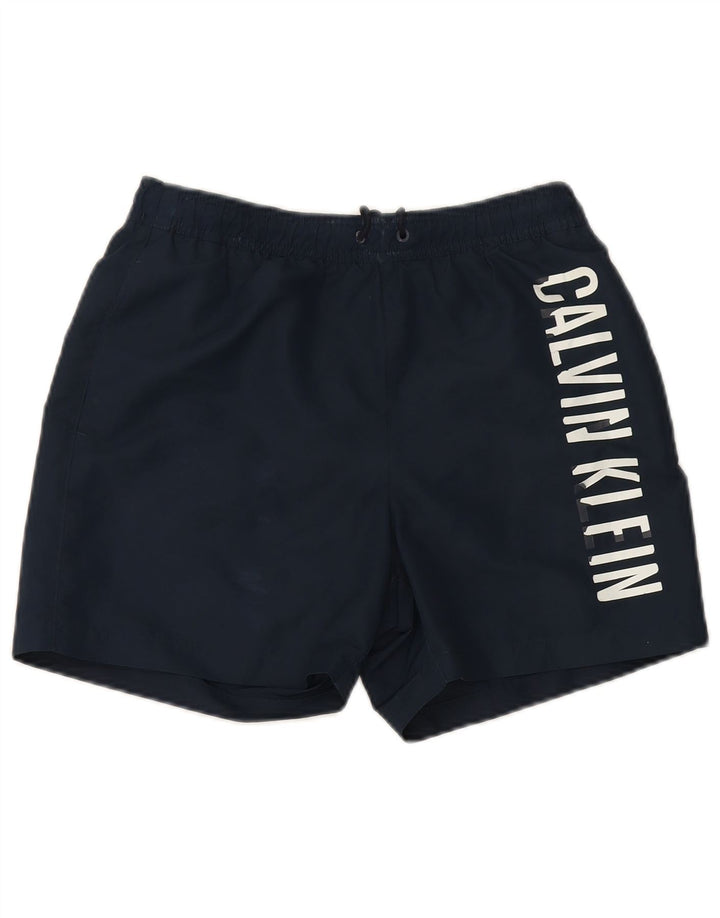 Calvin Klein Mens Graphic Swimming Shorts Small  Navy Blue