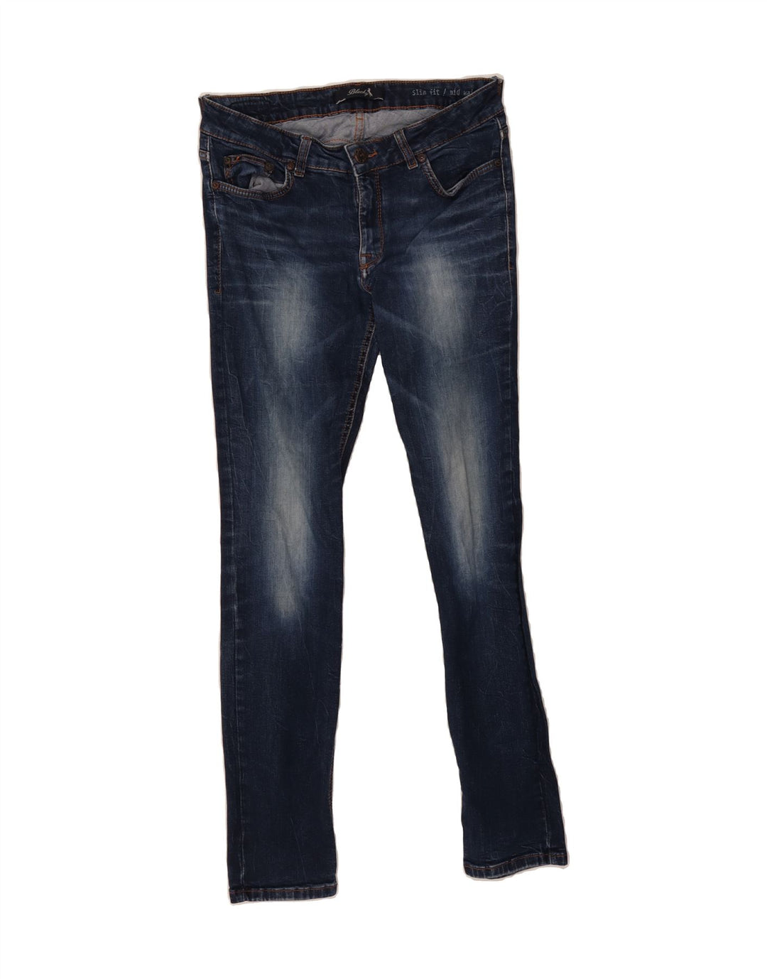 VINTAGE Womens Mid Rise Slim Jeans W32 L31 Blue Vintage Vintage and Second-Hand Vintage from Messina Hembry 
