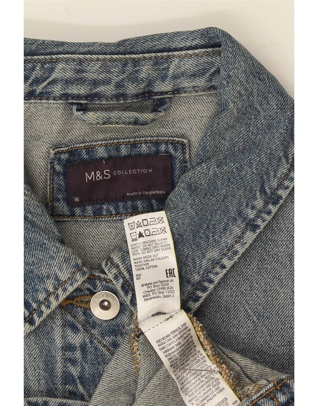 Marks & Spencer Chaqueta vaquera para mujer UK 46 Grande Algodón azul