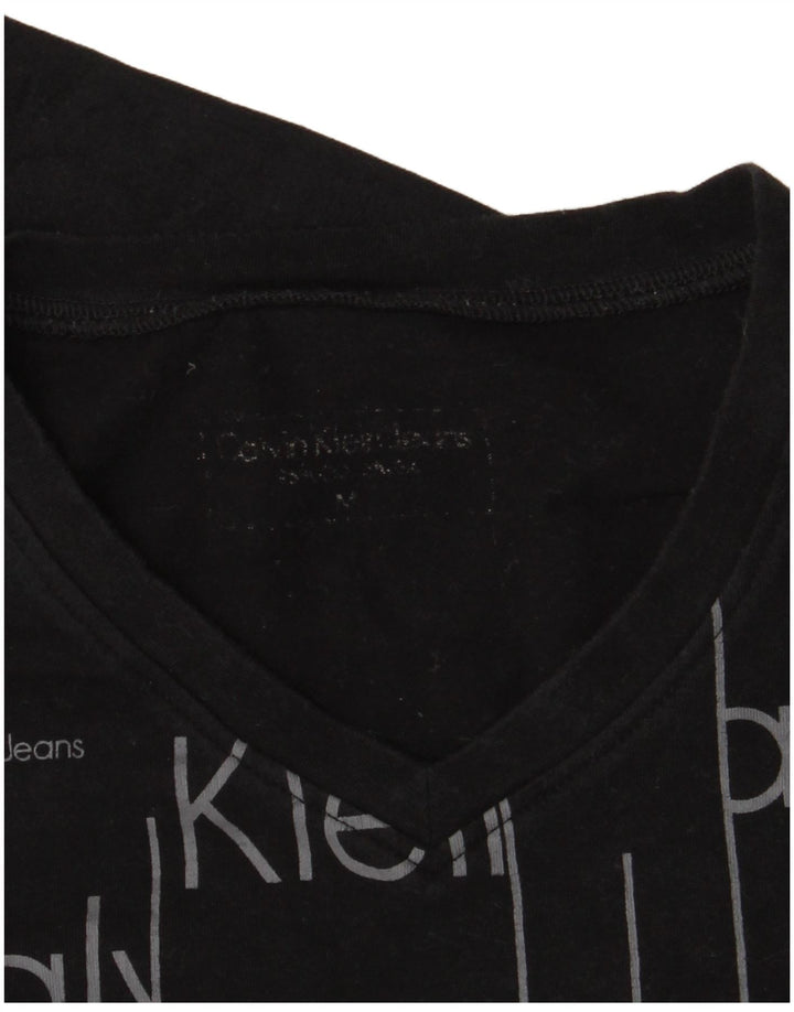 Calvin Klein Jeans Dame Grafisk Top Langærmet UK 12 Medium Sort