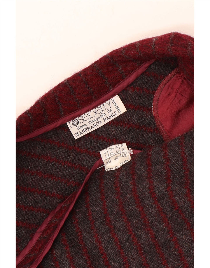 Jachetă Vintage pentru femei Crop 1 Button Blazer IT 44 Medium Burgundy cu dungi