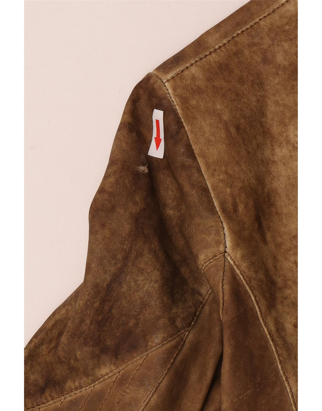Vintage Damen Crop Lederjacke UK 10 Small Beige Leder