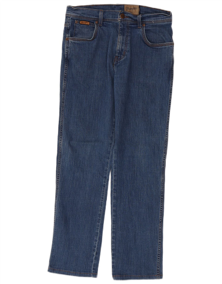 Wrangler Mens Texas Stretch Straight Jeans W32 L32 Blue Cotton