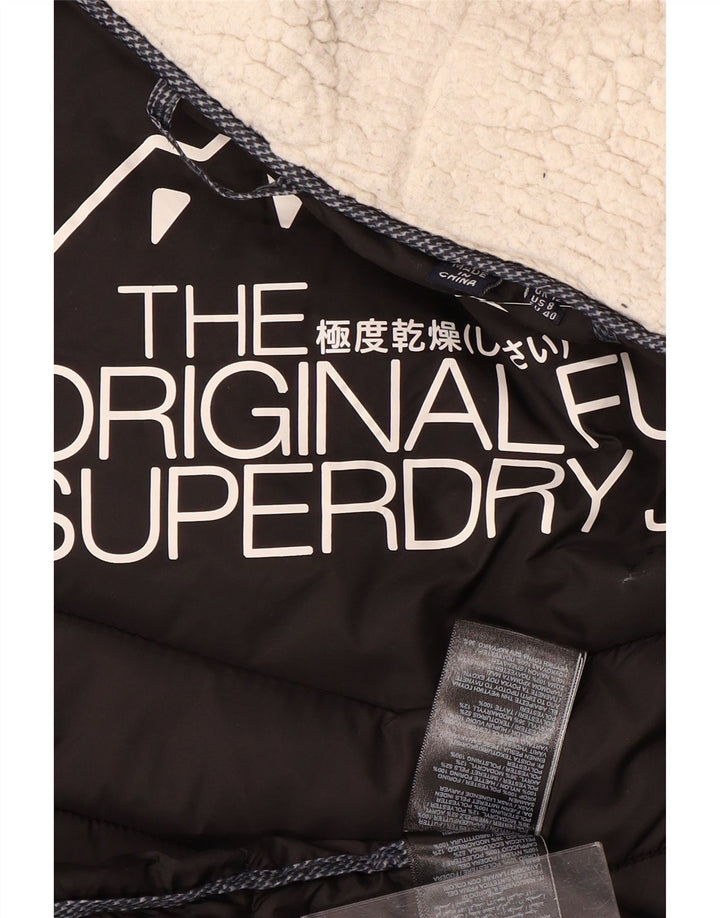 SUPERDRY Женское стеганое пальто с капюшоном UK 12, средний темно-синий, полиэстер