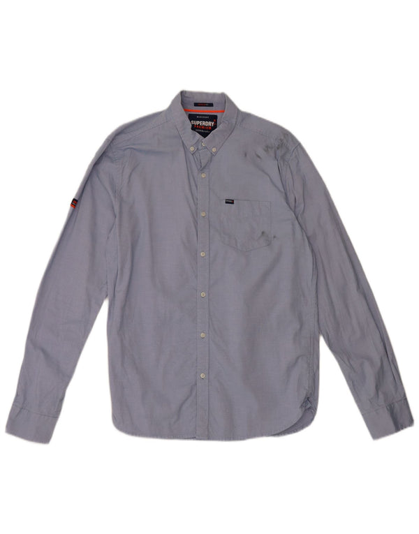 Camisa masculina Superdry Regular Fit grande algodão listrado azul