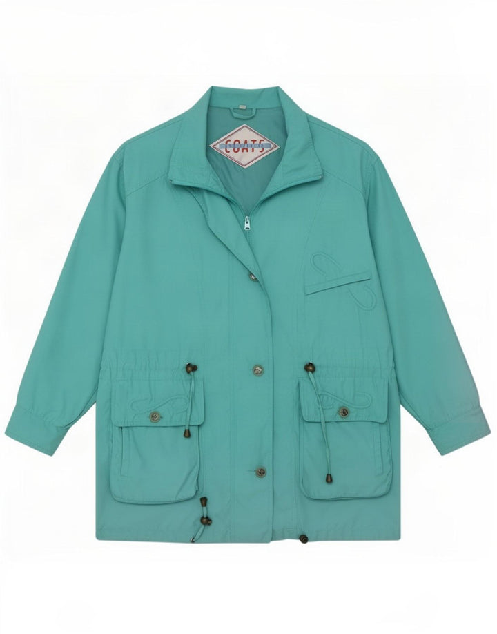 Vintage Womens Oversized Parka Jacket IT 46 Large Turquoise Polyester