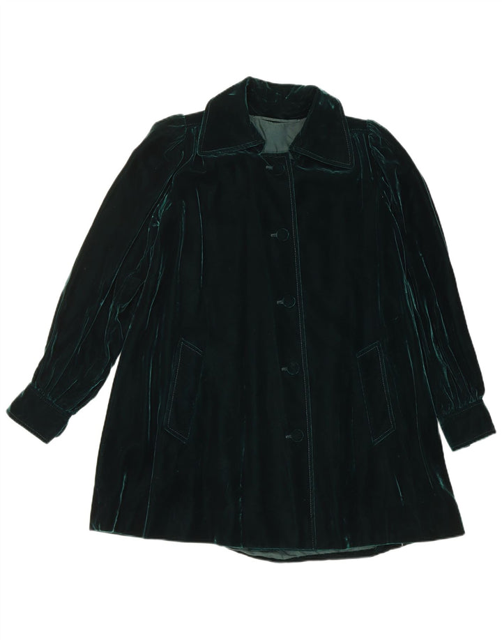 Vintage Dame Velvet Overcoat UK 14 Medium Green