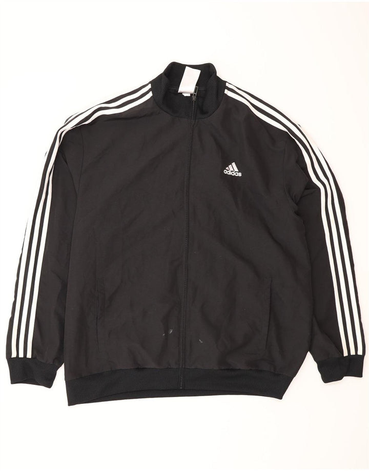Giacca da ginnastica da uomo Adidas Large nera in poliestere