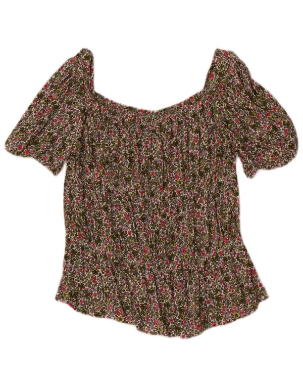 Benetton majica s otvorenim ramenima za djevojčice 13-14 godina 3XL kaki cvjetni