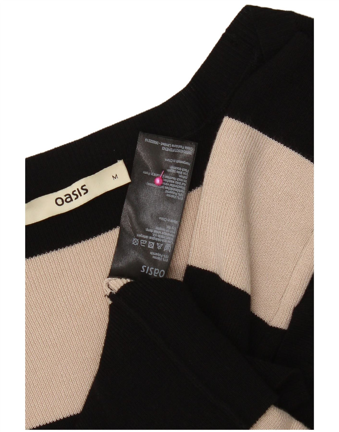 Oasis Womens Jumper Dress UK 12 Medium Black Striped Viscose