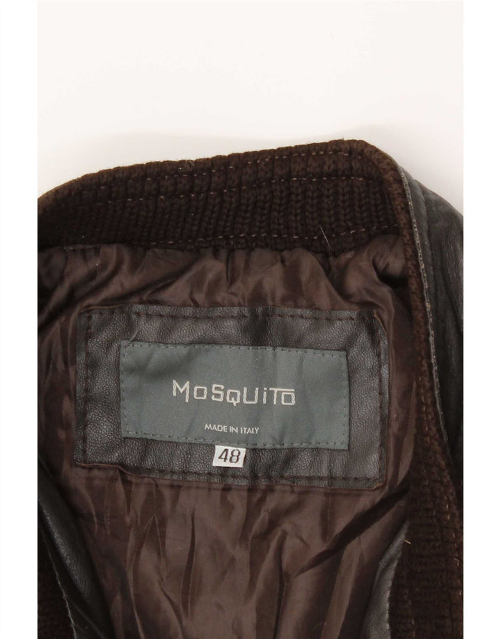Vintage Mens Bomber Leather Jacket IT 48 Medium Brown