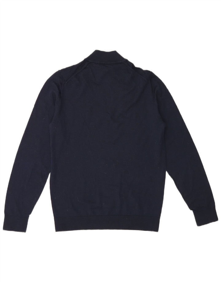 Massimo Dutti Mens Turtle Neck Jumper Sweater Large Navy Blue Merino Wool