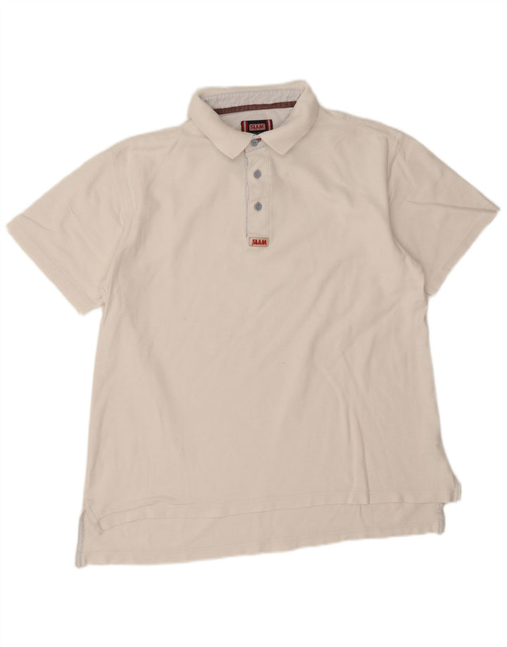 Slam Mens Polo Shirt Large White Cotton