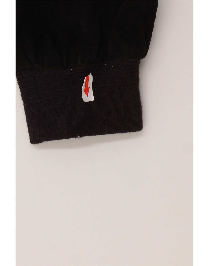 vintage Mens Suede Bomber Jacket IT 48 Cuir Noir Moyen