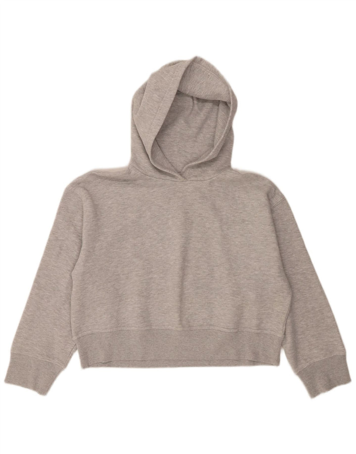 Zara Womens Crop Oversized Hoodie Jumper UK 14 Medium Grey